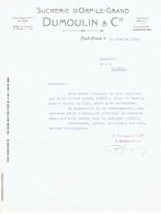 Lettre 1944 ORP-LE-GRAND - DUMOULIN & Cie - SUCRERIE D'ORP-LE-GRAND - Ohne Zuordnung