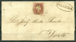 1856/58 Portugal D.Pedro V #13 On Letter From Figeira Da Foz To Porto - P1609 - Storia Postale