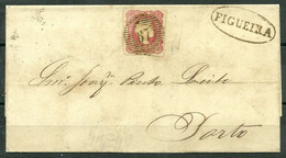 1856/58 Portugal D.Pedro V #13 On Letter From Figeira Da Foz To Porto - P1609 - Covers & Documents