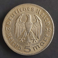 Duitsland - 3de Rijk 5 Reichsmark, 1936 A KM86   Paul Von Hindenburg - 5 Reichsmark