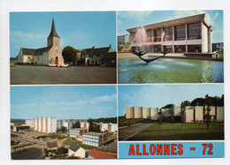 - CPM ALLONNES (72) - La Place De L'église - L'hôtel De Ville - La Piscine - Editions VALOIRE 37.704 - - Allonnes