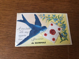 Quimperlé * Carte à Système Ancienne Complète * Fermoir Métal * Oiseau Et Lettre - Quimperlé