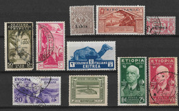 Italian African Colonies 1915-38, Lot Of 10 Stamps - Other & Unclassified