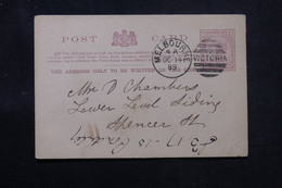 AUSTRALIE / VICTORIA - Entier Postal Type Victoria De Melbourne En 1889 - L 75154 - Cartas & Documentos