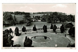 Ref 1416 - 2 Real Photo Postcards - Chatsworth Derbyshire - Copper Tree Fountain West Gardens - Derbyshire