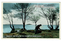 Ref 1417 - 1959 Postcard - Mending Fishing Nets - Lough Neagh - County Antrim Ireland - Antrim