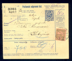 HUNGARY, CROATIA - Parcel Card For Package Sent From Zagreb To Kostajnica 1914. - Otros & Sin Clasificación