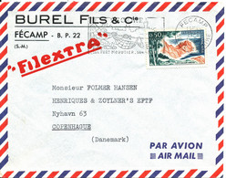 France Air Mail Cover Sent To Denmark Fecamp 11-2-1966 ??? Single Franked - Lettres & Documents