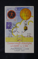 FRANCE - Vignette Du Championnat D’athlétisme De L 'Armée De L' Air Sur Carte Postale + Oblitération En 1942 - L 75155 - Covers & Documents