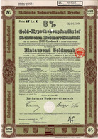 Gold Hypothekenpfandbrief - Saechsische Bodencreditanstalt - 1000 Goldmark - Dresden 1928 - Banca & Assicurazione