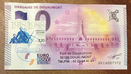 2015 BILLET 0 EURO SOUVENIR DPT 55 OSSUAIRE DE DOUAUMONT + TIMBRE ZERO 0 EURO SCHEIN BANKNOTE PAPER MONEY - Essais Privés / Non-officiels