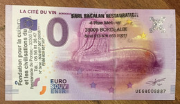 2016 BILLET 0 EURO SOUVENIR DPT 33 LA CITÉ DU VIN BORDEAUX + TAMPON ZERO 0 EURO SCHEIN BANKNOTE PAPER MONEY BANK - Private Proofs / Unofficial