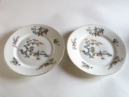 2 Assiettes Limoges France Jules Bloch Et Fils Japon Chine Ombrelle Eventail French Plates Rare - Limoges (FRA)