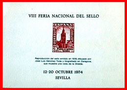 ESPAÑA HOJITA SIN DENTAR VIII FERIA NACIONAL DEL SELLO ( SEVILLA AÑO 1974 ) - Feuillets Souvenir