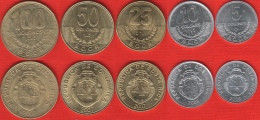 Costa Rica Set Of 5 Coins: 5 - 100 Colones 2007-2008 UNC - Costa Rica