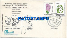 146185 ARGENTINA ROSARIO COVER UK ISLAS MALVINAS FALKLAND ISLAND CANCEL AVIATION VUELO YEAR 1984 NO POSTAL POSTCARD - Lettres & Documents