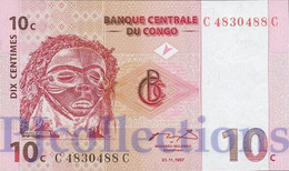 CONGO DEMOCRATIC REPUBLIC 10 CENTIMES 1997 PICK 82a UNC - Democratic Republic Of The Congo & Zaire