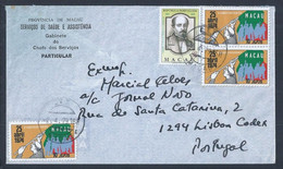 Letter From Macau With Stamps Of 1st Anniversary Of April 25, 1974. Macau Health And Assistance Services. - Cartas & Documentos