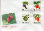FDC Taiwan 1991 Fruit Stamps Strawberry Grape Mango Sugar Apple - FDC