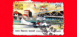 INDIA  - Usato - 2012 - 100 Anni Dell'Aviazione Civile - Aereo Ed Elicottero - 5.00 - Used Stamps