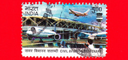 INDIA  - Usato - 2012 - 100 Anni Dell'Aviazione Civile - Sala Di Controllo Di Volo, Aerei Ed Edificio  - 5.00 - Usati