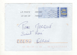 Enveloppe Prêt à Poster FRANCE 20g Oblitération LA POSTE 38909A 12/08/2009 - PAP: Ristampa/Logo Bleu