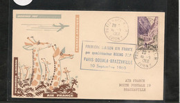 10-9-1960 ENVELOPPE PREMIÈRE LIAISON AÉRIENNE AIR FRANCE PARIS-DOUALA-BRAZZAVILLE - Covers & Documents