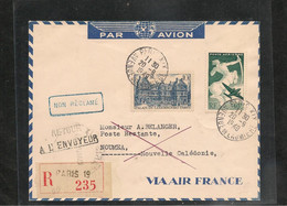 20-9-1949 ENVELOPPE RECOMMANDÉE VIA AIR FRANCE DE PARIS POUR NOUMÉA - Covers & Documents