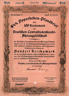 Germany - Berlin 1939 - Deutsche Centralbodenkredit Aktiengesellschaft - 4  1/2 %  Hyppotheken über 100 Reichsmark. - Banca & Assicurazione