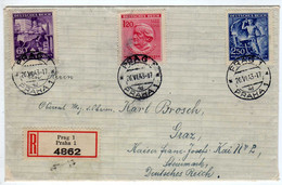 Bohême Et Moravie :  Lettre Rec. Prag ( Période 1933 - 1945 ) - Briefe U. Dokumente