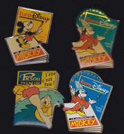 67994- Lot De 4 Pin's.Magazine.Mickey.Picsou.Presse.Donald Duck.disney. - Disney