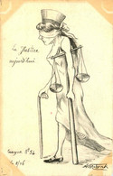 CARICATURE SATIRIQUE POLITIQUE   (dessin Original  ) MOLYNK  ( Le Crayon N°54 )  LA JUSTICE ... - Satirische