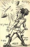 CARICATURE SATIRIQUE POLITIQUE   (dessin Original  ) MOLYNK  ( Le Crayon N°121 )  ZEPPELIN - Satirische