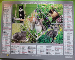 Calendrier Almanach Des Postes Facteur 2016 Gironde Plan Cartes  , Illustré Chat Cat Katze , Ed Oberthur TB - Grand Format : 1961-70