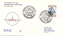 Kobenhavn New York 1975 - Inaugural Flight 1er Vol Erstflug Primo Volo - SAS DC-10 - Franking Machines (EMA)