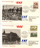 Kobenhavn Manchester Dublin 1966 - Inaugural Flight 1er Vol Erstflug Primo Volo - SAS Caravelle - Maschinenstempel (EMA)