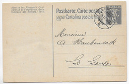 SUISSE - 1913 - CARTE ENTIER Avec CACHET AMBULANT De VERRIERES => LE LOCLE - Postmark Collection