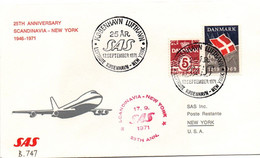 Kobenhavn New York 1971 - 25th Anniversary Inaugural Flight 1er Vol Erstflug Primo Volo - SAS Boeing 747 - Maschinenstempel (EMA)