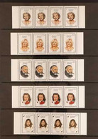 1987  Celebrities Set, SG 1120/1127, In Matching Horizontal Strips Of Four, With Margins To Right And Left Sides, Never  - Andere & Zonder Classificatie