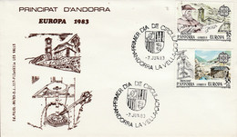 ANDORRE ESPAGNOL FDC 1983 EUROPA - Covers & Documents