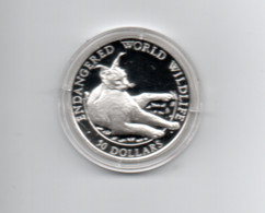 COOK ISLANDS $50 1990 ZILVER PROOF KM54  ENDANGERED WILDLIFE LYNX - Islas Cook