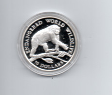 COOK ISLANDS $50 1990 ZILVER PROOF KM59  ENDANGERED WILDLIFE CHIMPANSEE - Cookinseln