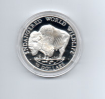 COOK ISLANDS $50 1990 ZILVER PROOF KM58  ENDANGERED WILDLIFE BUFFEL - Isole Cook