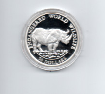 COOK ISLANDS $50 1990 ZILVER PROOF KM55  ENDANGERED WILDLIFE RHINO - Isole Cook