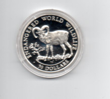 COOK ISLANDS $50 1990 ZILVER PROOF KM56  ENDANGERED WILDLIFE DIKHOORNSCHAAP - Cook Islands