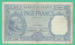 20  Francs - France -  Bayard - D.4=8=1916.D.  -  N° P.228/487 -  TB + - - 20 F 1916-1919 ''Bayard''