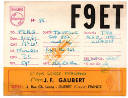 CARTE - RADIO - QSL - GUERET - 1963 - Altri & Non Classificati