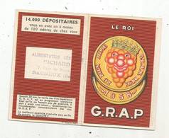 JC , Calendrier ,petit Modèle , VINS G.R.A.P , Alimentation Générale Richard ,BAGNEUX , Seine , 2 Scans - Petit Format : 1941-60