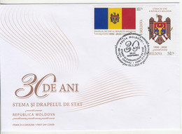 2020 , Moldova ,  30 Years Since The Adoption Of Republic Of Moldova Coat Of Arms And National Flag,   FDC - Moldavia