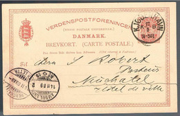 Danmark, 1889, For Neuchâtel - Covers & Documents